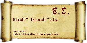Binó Dionízia névjegykártya